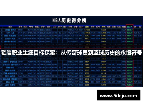 老詹职业生涯目标探索：从传奇球员到篮球历史的永恒符号